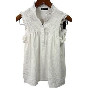 IZURIA Women’s Blouse Top sz S White NWOT # G502
